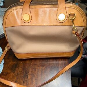 Dooney & Bourke Tan and Beige Crossbody Satchel